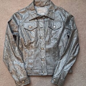 B B Dakota Gray Snakeskin Faux Leather Jacket